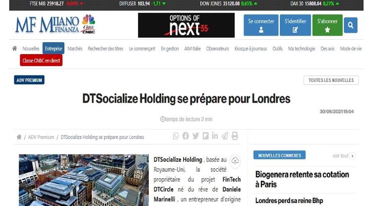 La Holding DTSocialize va prochainement entrer en Bourse de Londres.